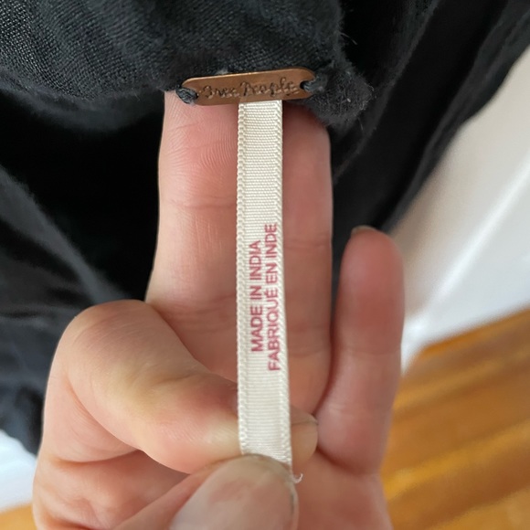 Free People Black Linen Button Up Romper - Picture 4 of 5